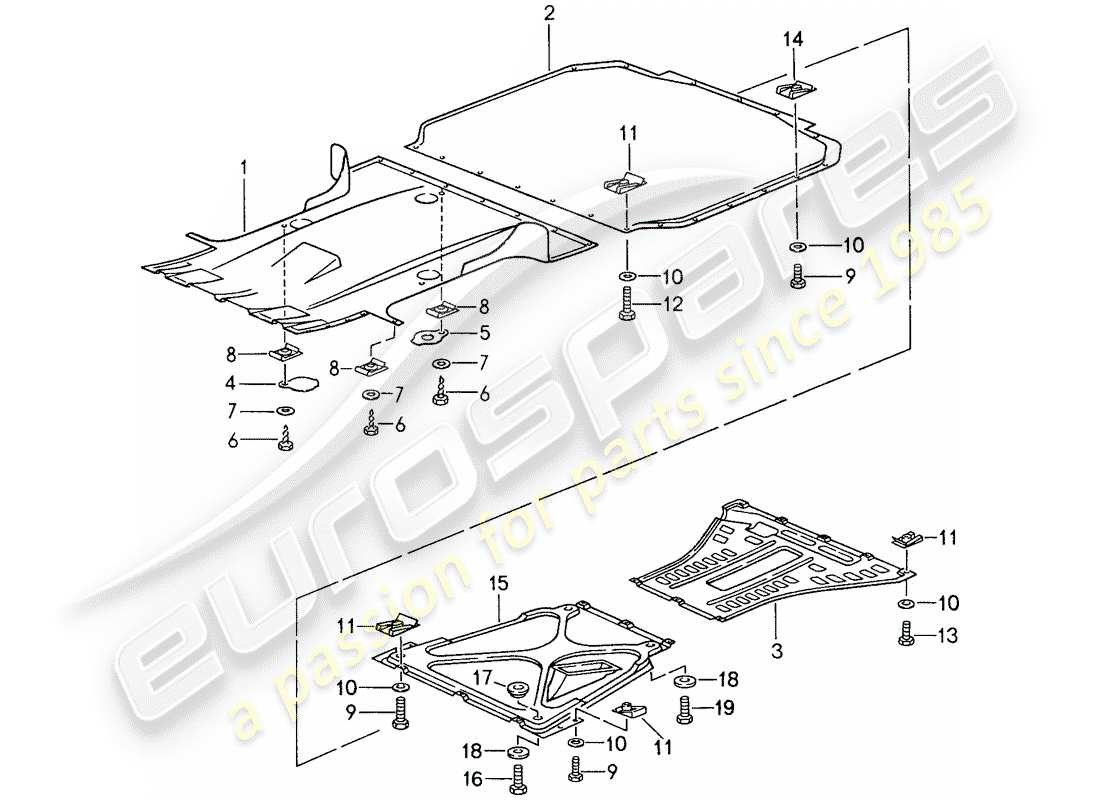 porsche 1988 (959) lining - for - underbody part diagram