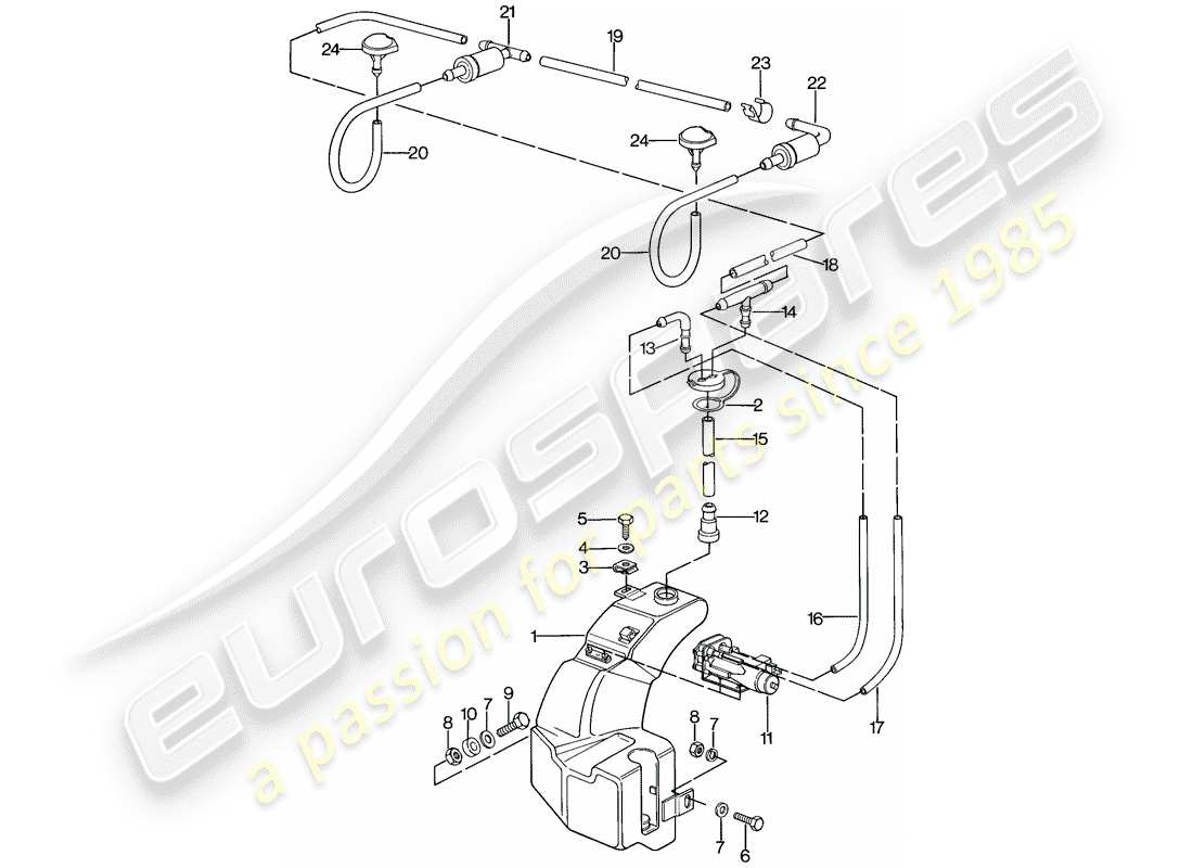 porsche 1982 (944) windshield washer unit parts diagram
