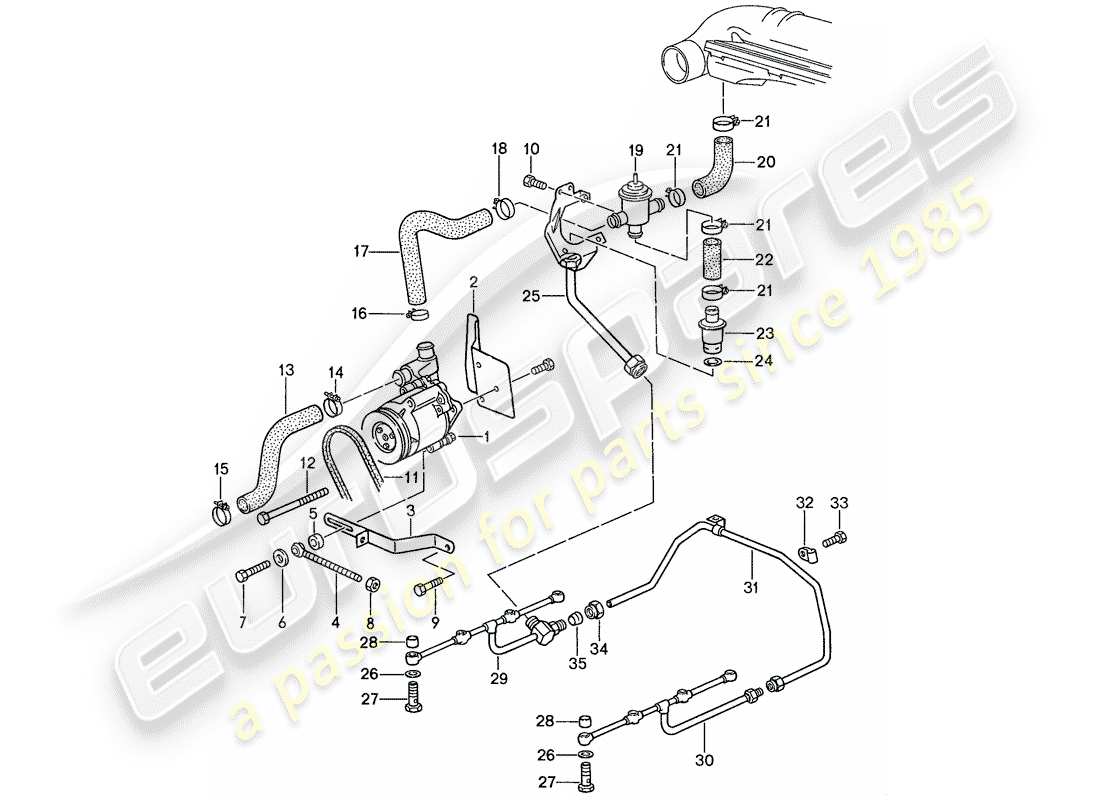 porsche 1987 (928) air injection - for cars without - catalyst part diagram