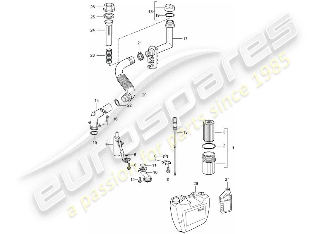 porsche 2008 (987 boxster) engine lubrication parts diagram