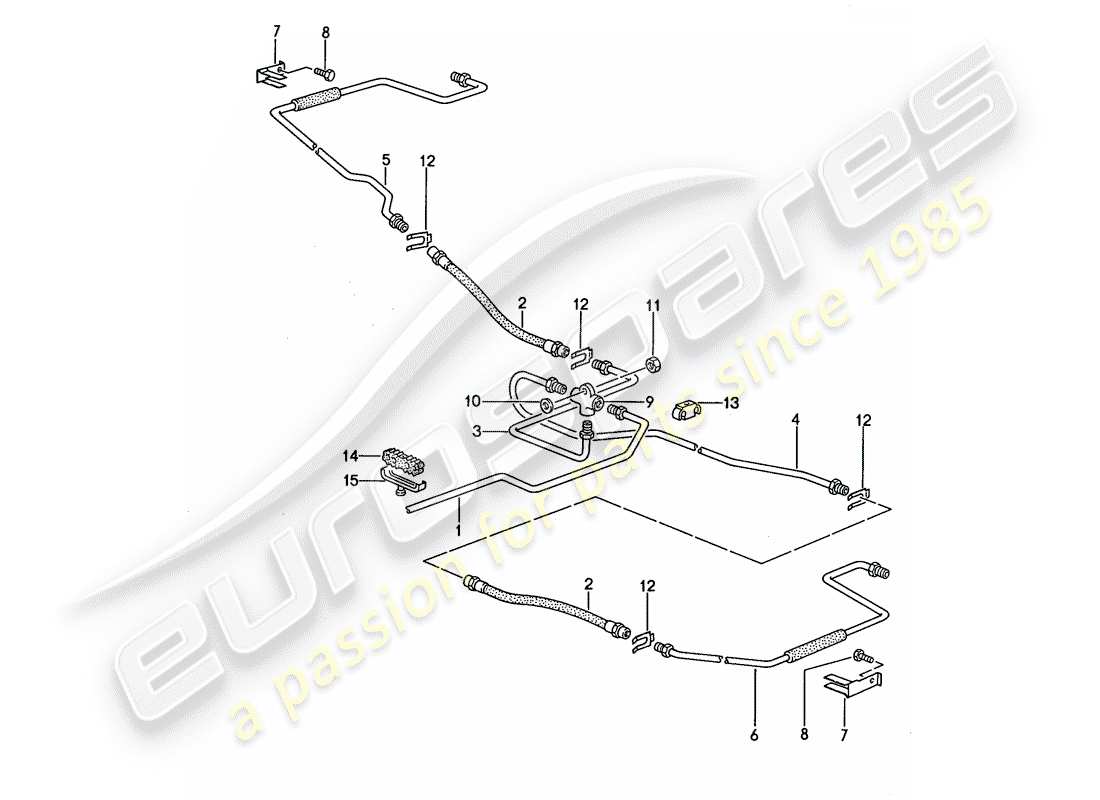 porsche 968 (1995) brake lines part diagram