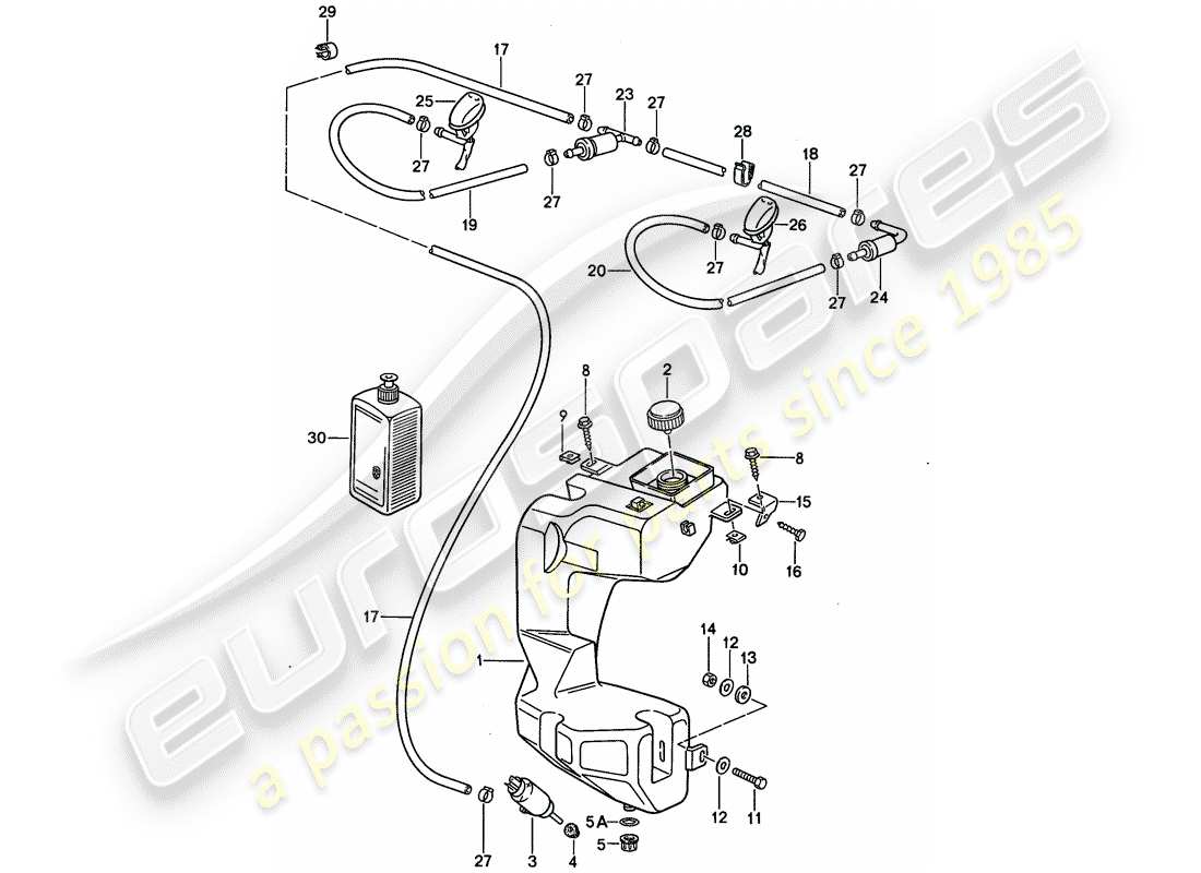 porsche 1991 (944) windshield washer unit part diagram