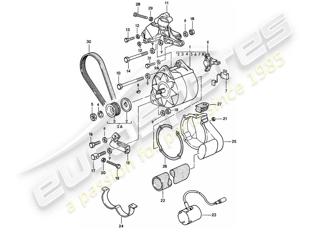 porsche 1985 (928) alternator - d - mj 1985>> - mj 1985 part diagram