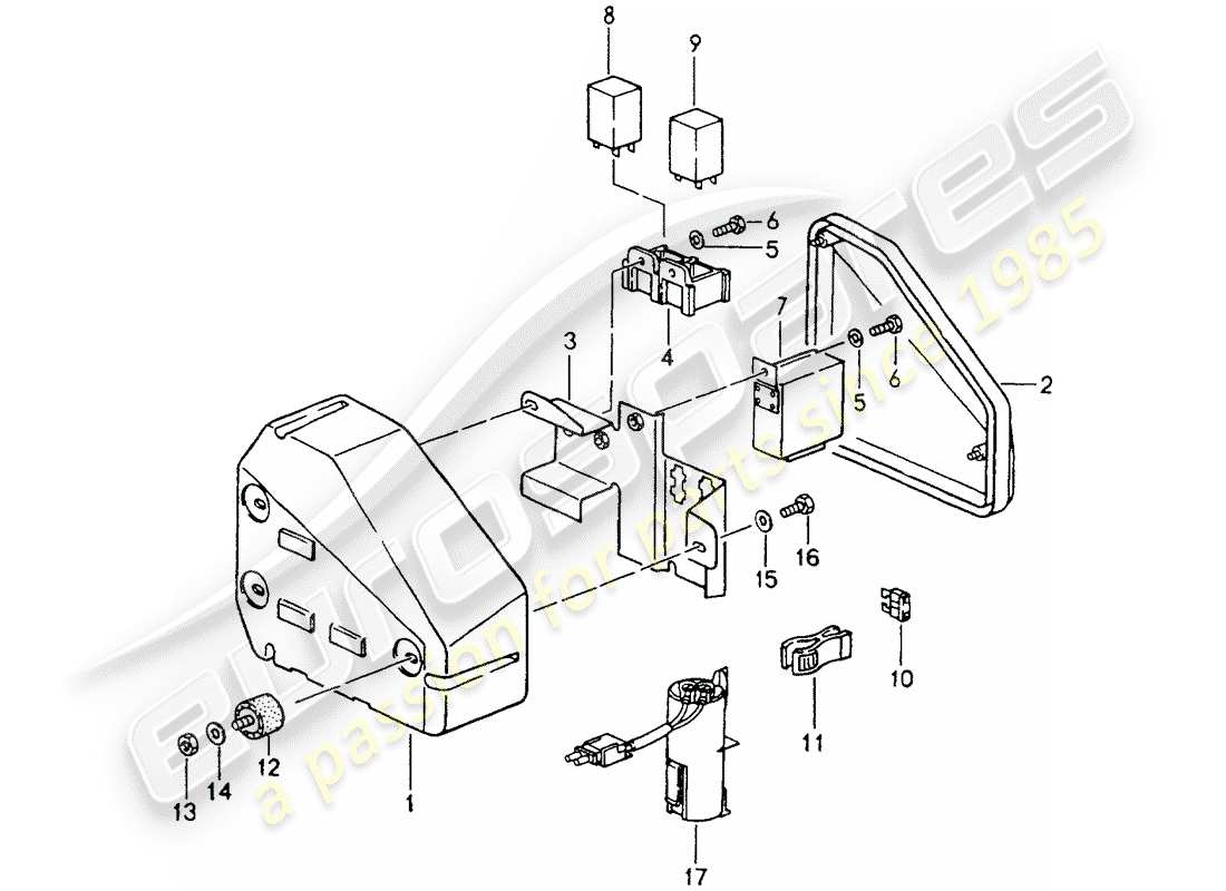 porsche 964 (1993) fuse box/relay plate - engine compartment part diagram