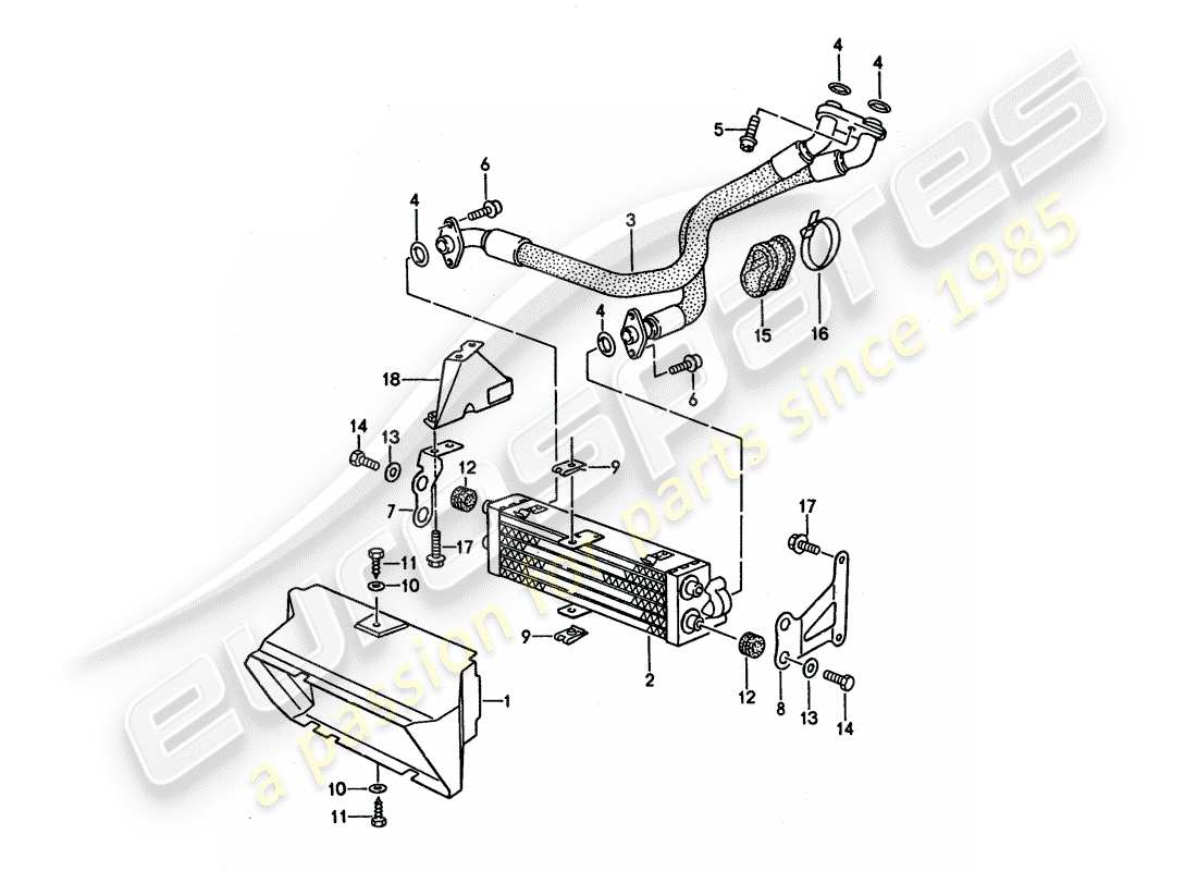 porsche 1995 (968) oil cooling part diagram