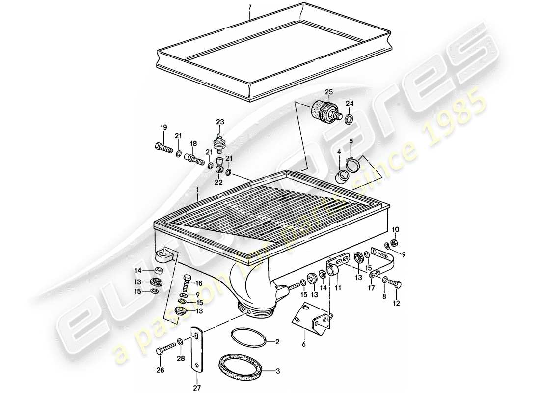 porsche 1987 (911) charge air cooler part diagram