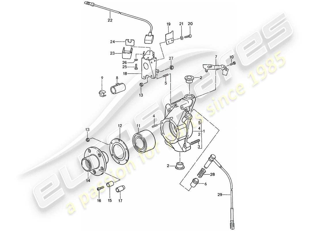 porsche 1988 (959) wheel carrier parts diagram