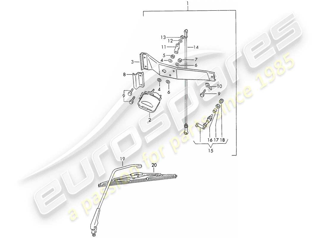 porsche 1966 (911/912) rear window wiper part diagram