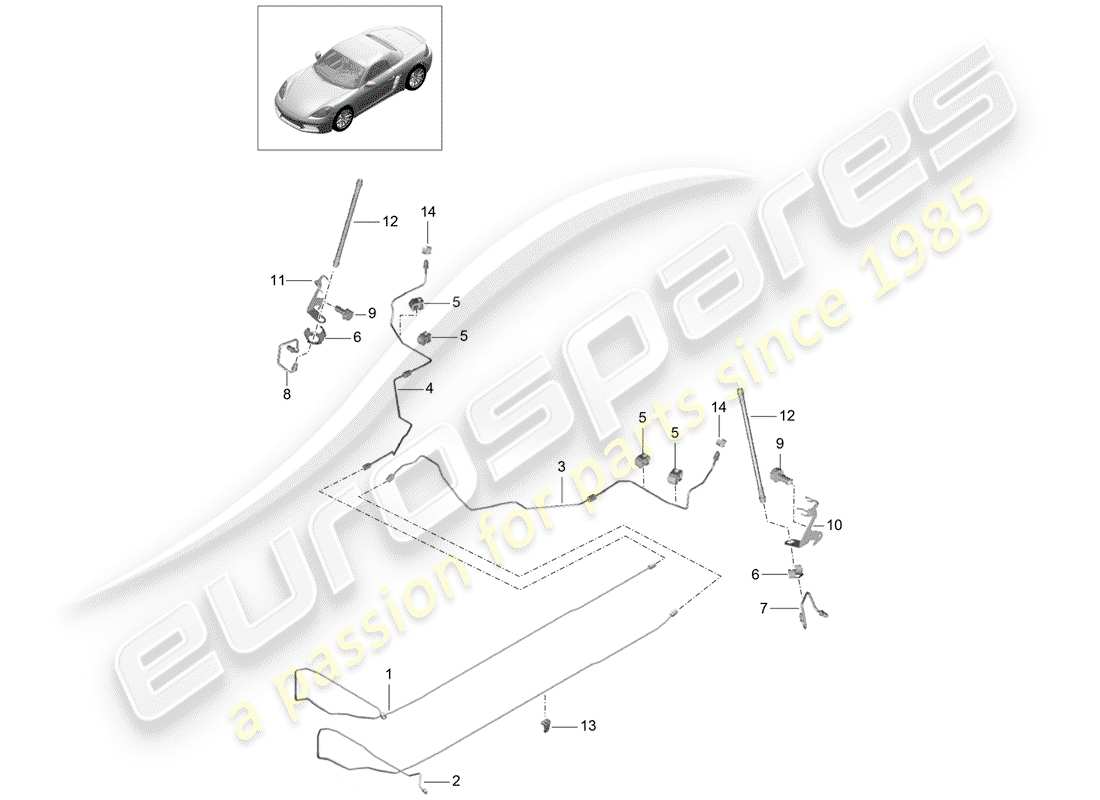 porsche 2019 (718 boxster) brake line part diagram