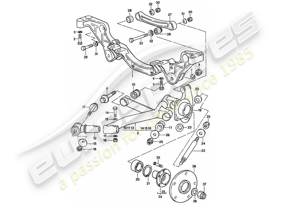 porsche 1982 (928) rear axle part diagram