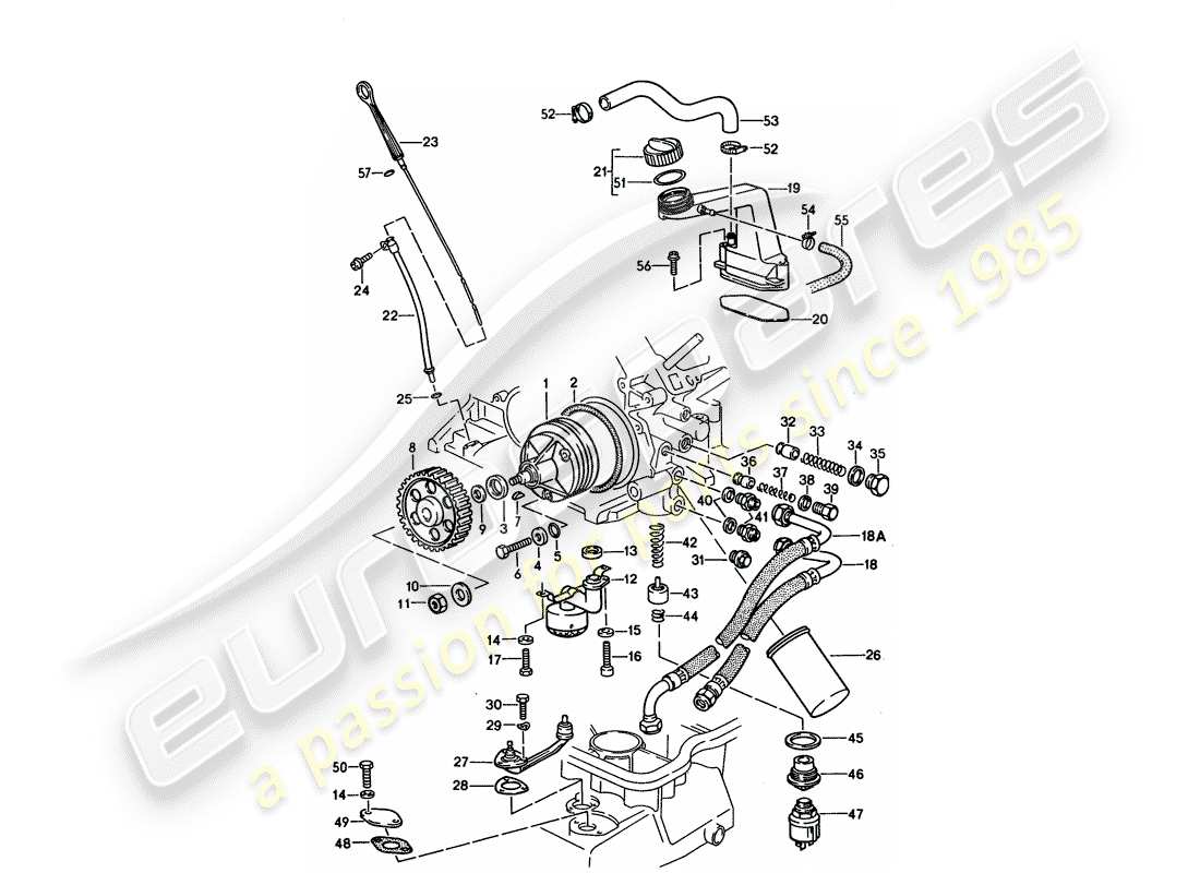 porsche 1992 (928) engine lubrication part diagram