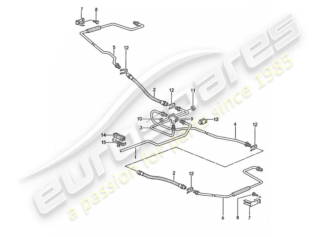 porsche 1993 (968) brake lines part diagram