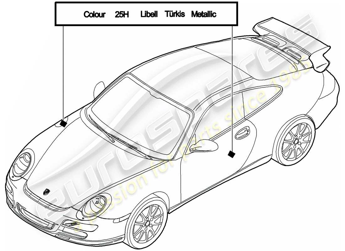 porsche 2010 (997-2 gt3) paint touch-up stick parts diagram
