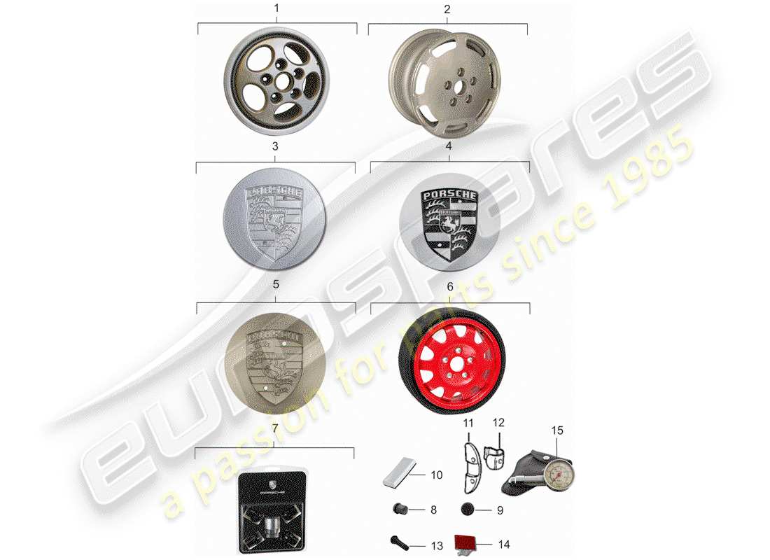 porsche 1978 (928) alloy wheel part diagram