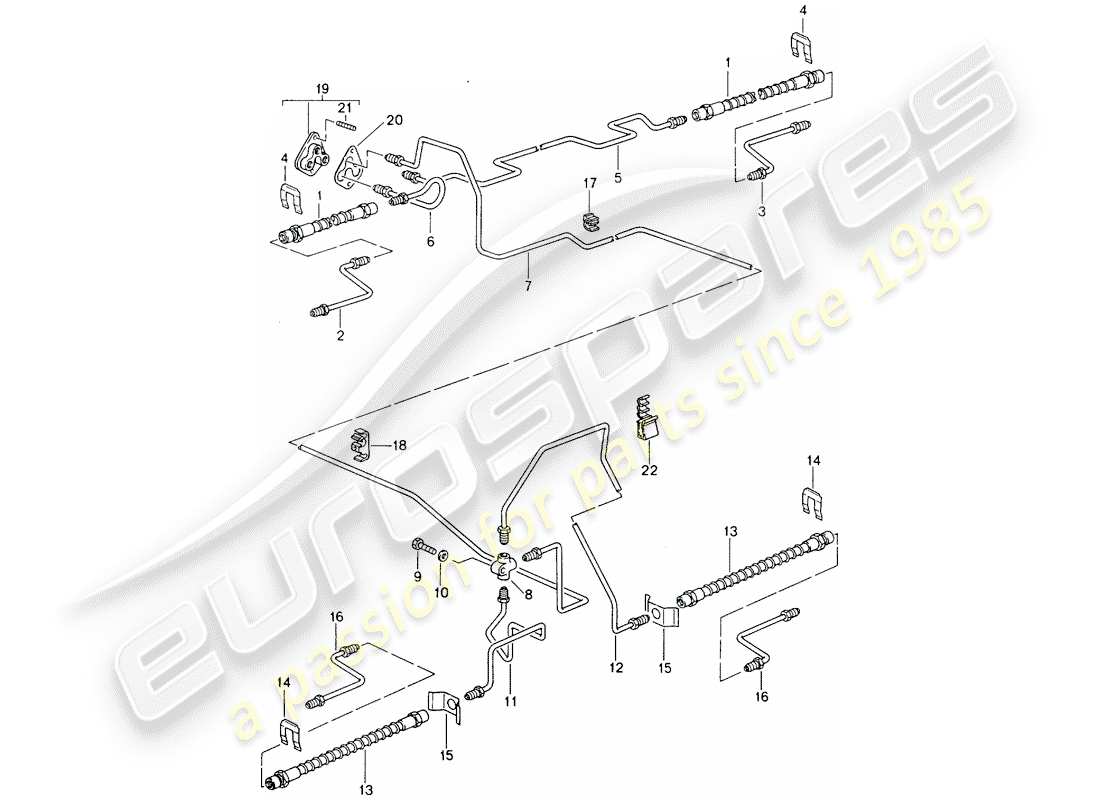 porsche 1994 (964) brake line - front axle - underbody - rear axle part diagram