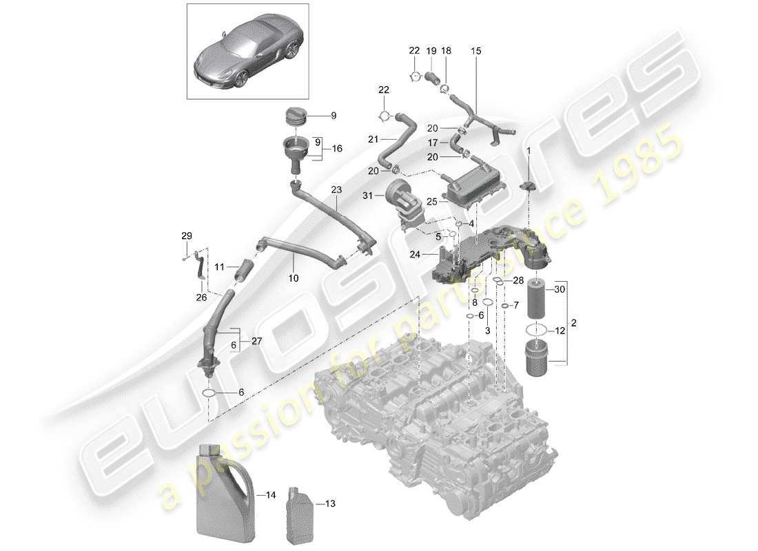 porsche 2013 (981 boxster) engine lubrication parts diagram
