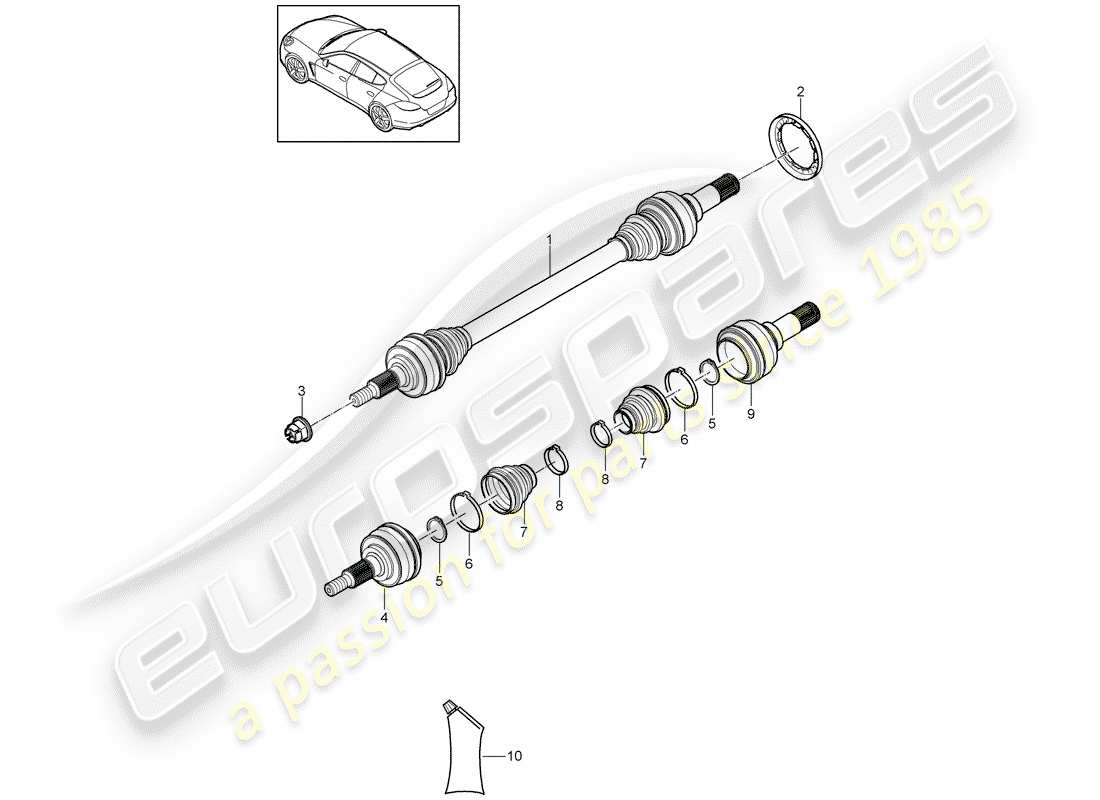 porsche panamera 970 (2015) drive shaft parts diagram