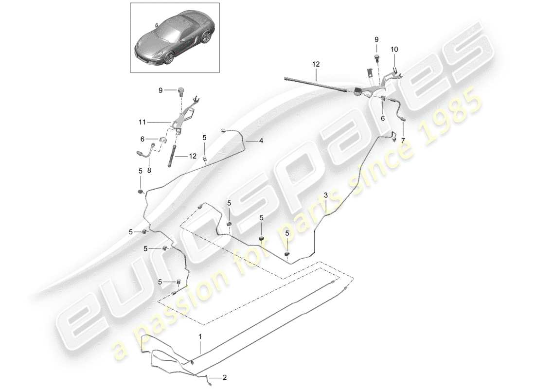 porsche 2013 (981 boxster) brake lines parts diagram
