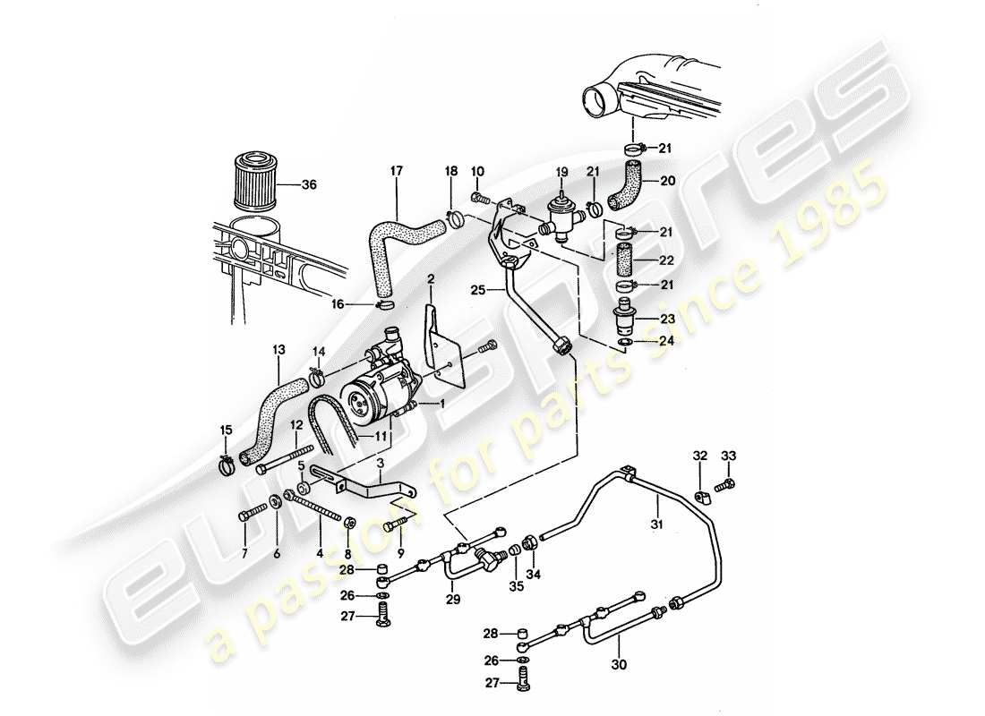 porsche 1992 (928) air injection - for cars without - catalyst part diagram