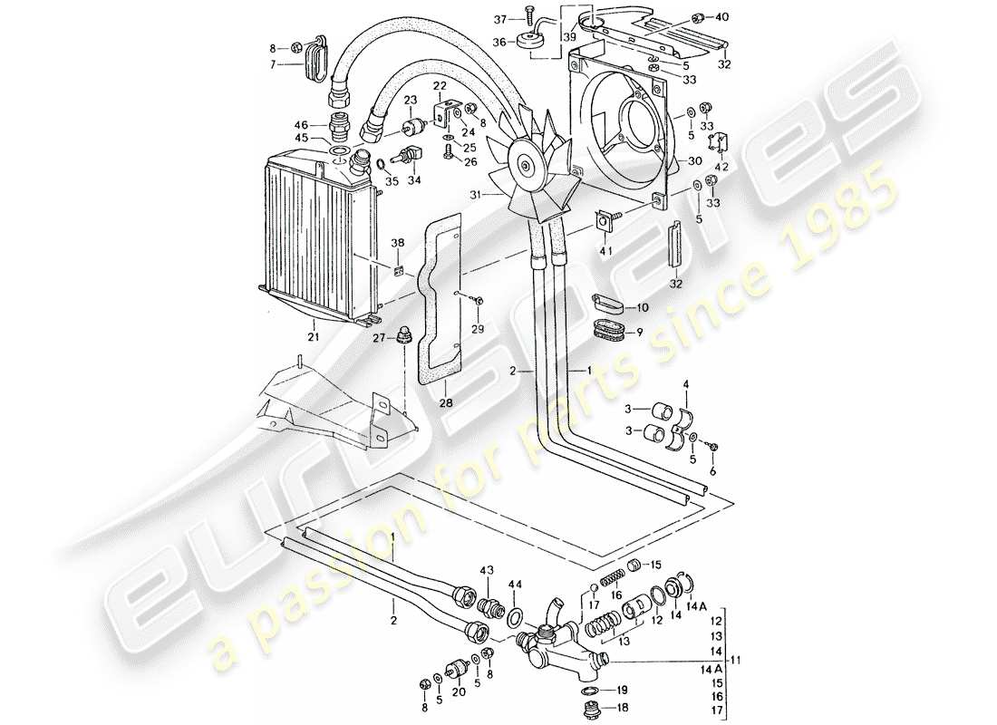 porsche 964 (1994) oil cooler - lines parts diagram
