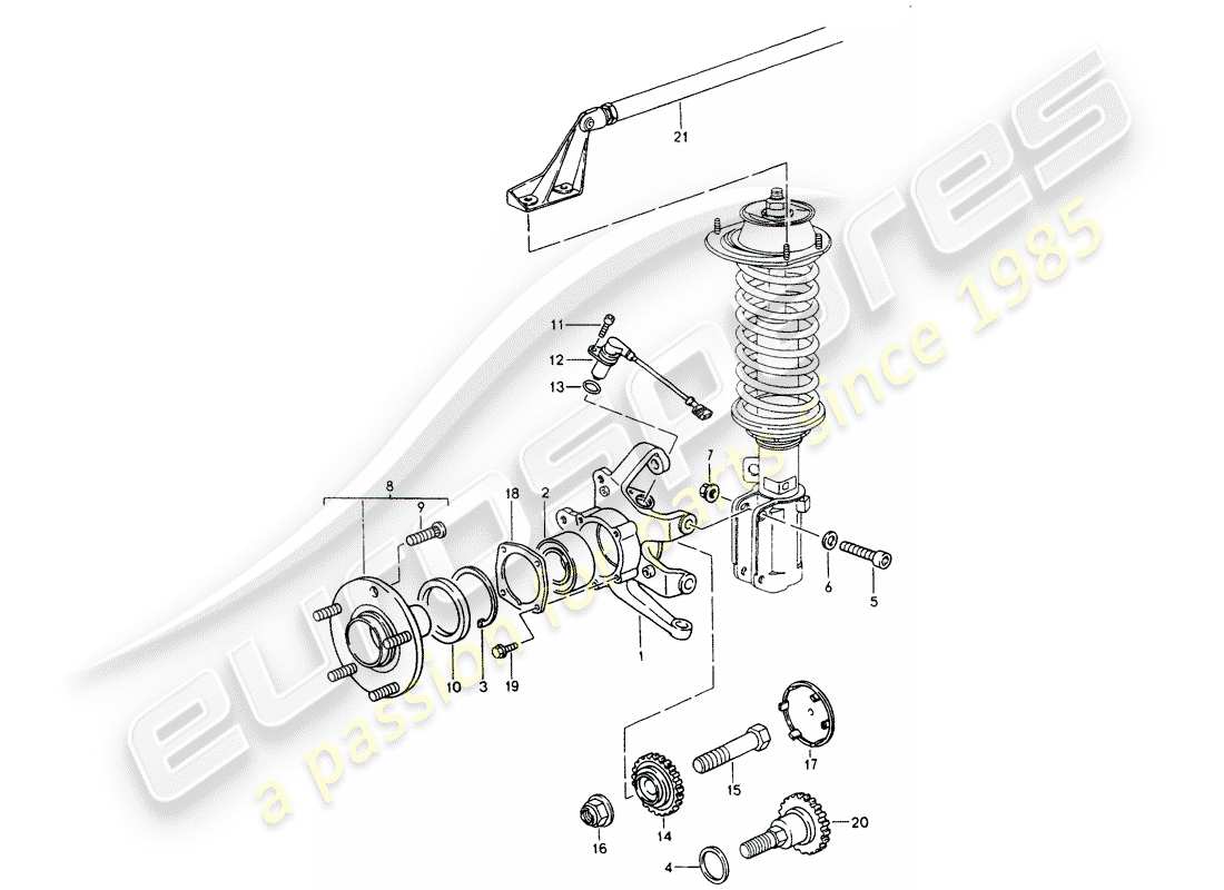 porsche 1994 (964) wheel carrier - wheel hub - transverse strut - see technical information - group: - 4 10/89 part diagram