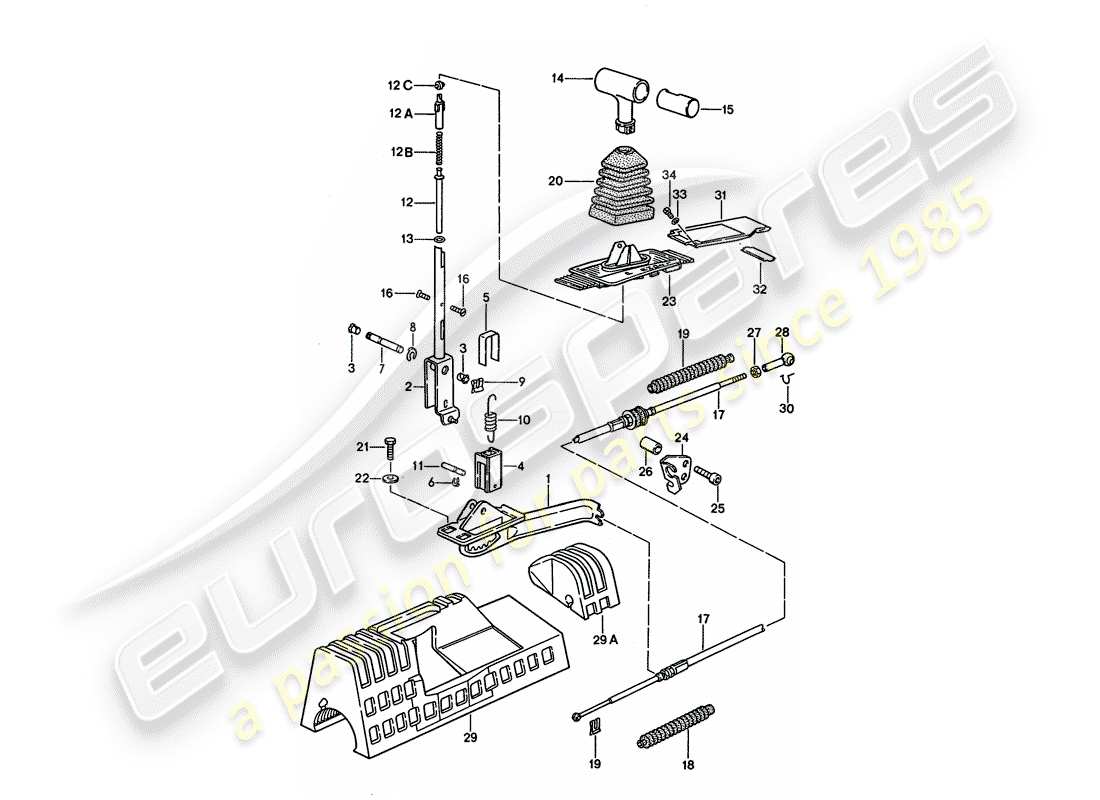 porsche 1992 (928) shift mechanism - for vehicles with - automatic transmission part diagram