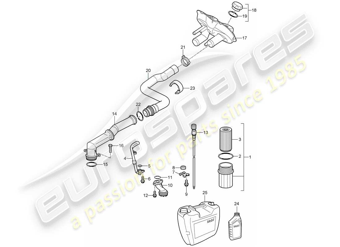 porsche 2008 (987 boxster) engine lubrication parts diagram