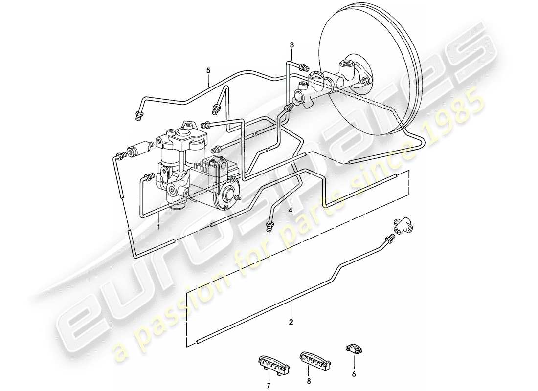 porsche 928 (1986) brake lines - anti-locking brake syst. -abs- - d - mj 1984>> part diagram