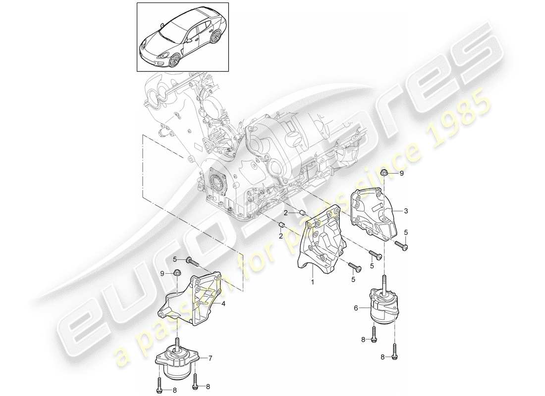 porsche 2011 (panamera 970) engine suspension part diagram