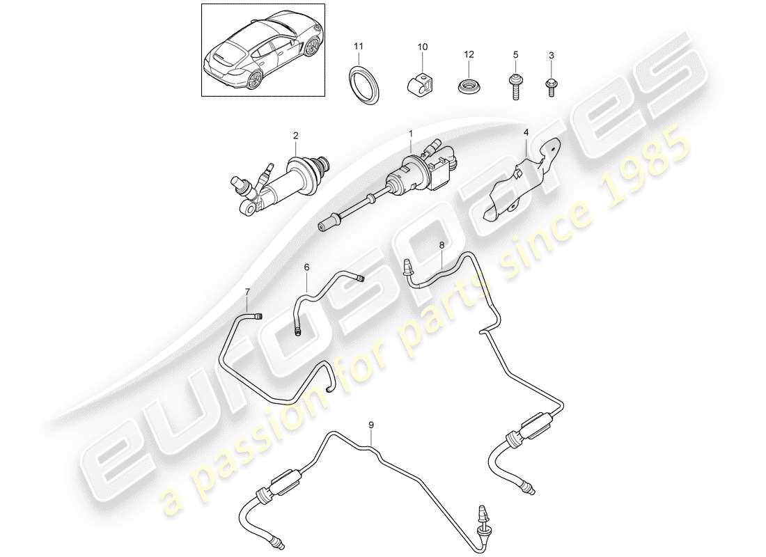 porsche 2011 (panamera 970) hydraulic clutch part diagram