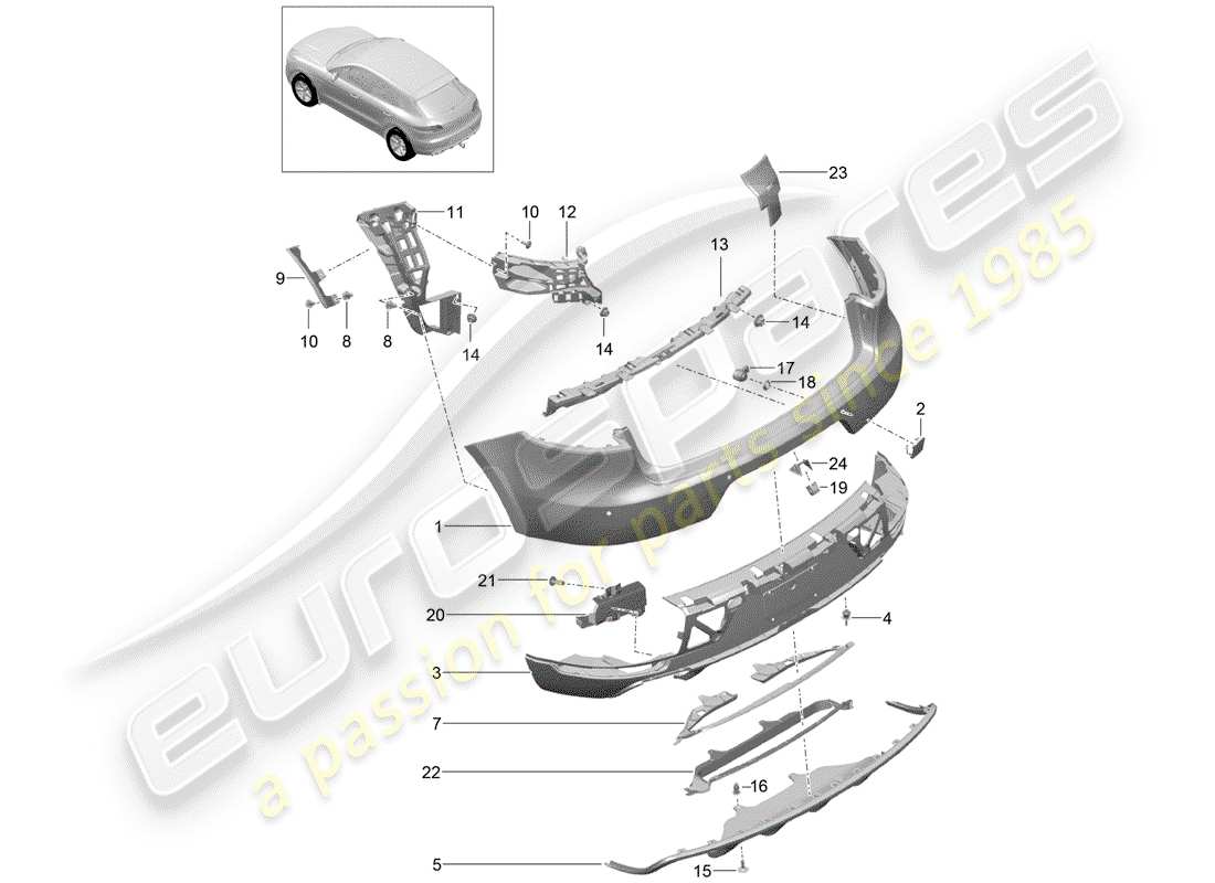 porsche 2014 (macan) bumper parts diagram