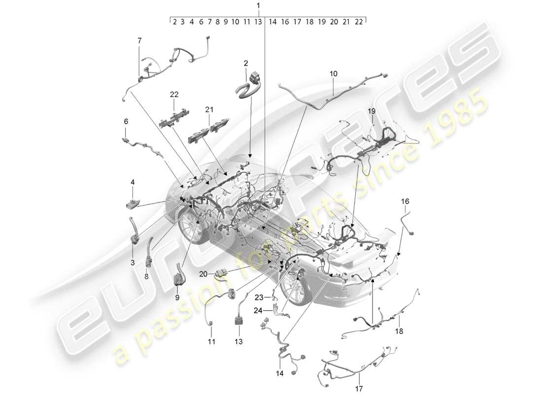 porsche 2020 (991-2 r/gt3/rs) wiring harnesses part diagram