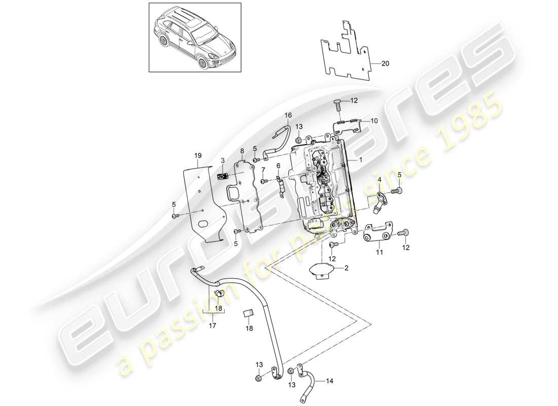 porsche 2013 (cayenne e2 92a) power and control electronics- parts diagram