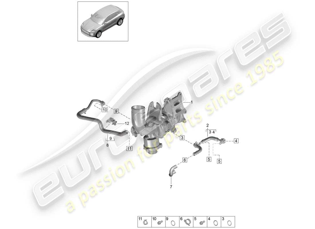 porsche 2019 (macan) water cooling for part diagram