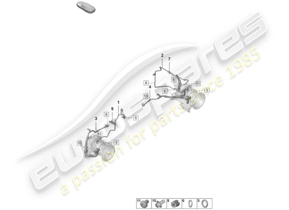 porsche 2020 (992-1) exhaust gas turbocharger part diagram