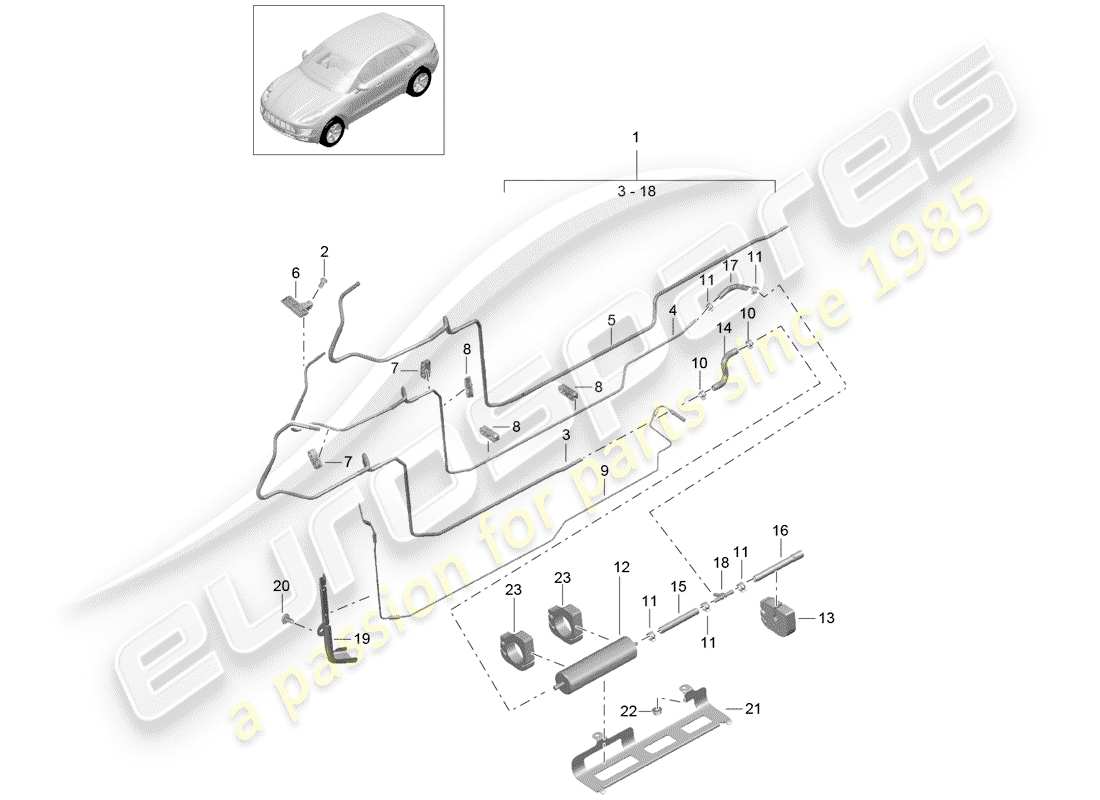 porsche 2014 (macan) fuel system parts diagram