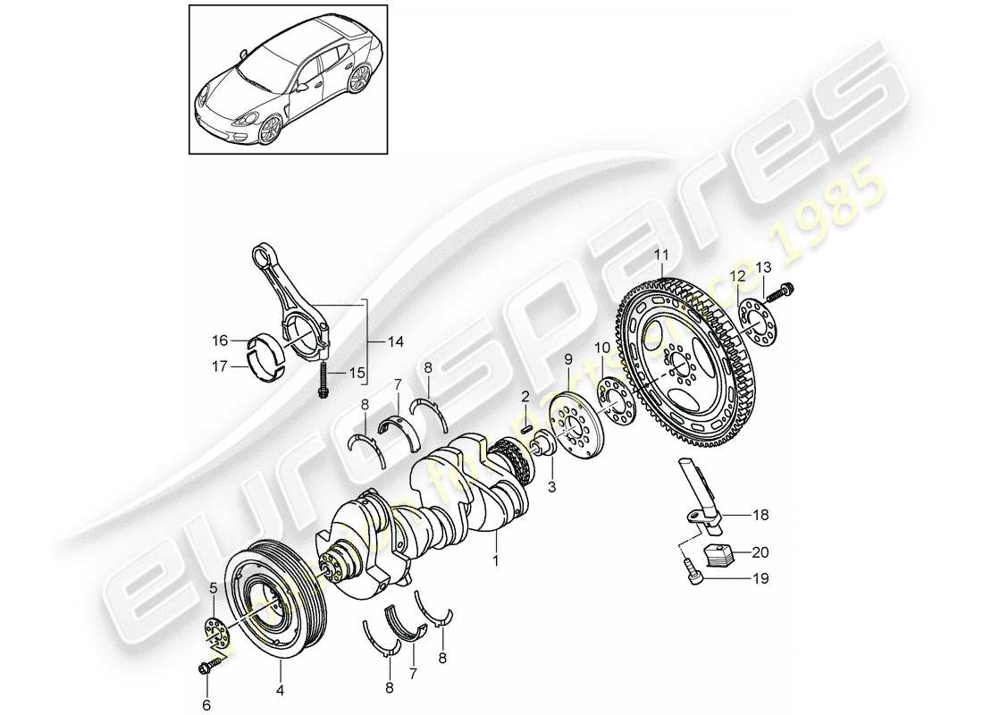 porsche 2013 (panamera 970) crankshaft parts diagram
