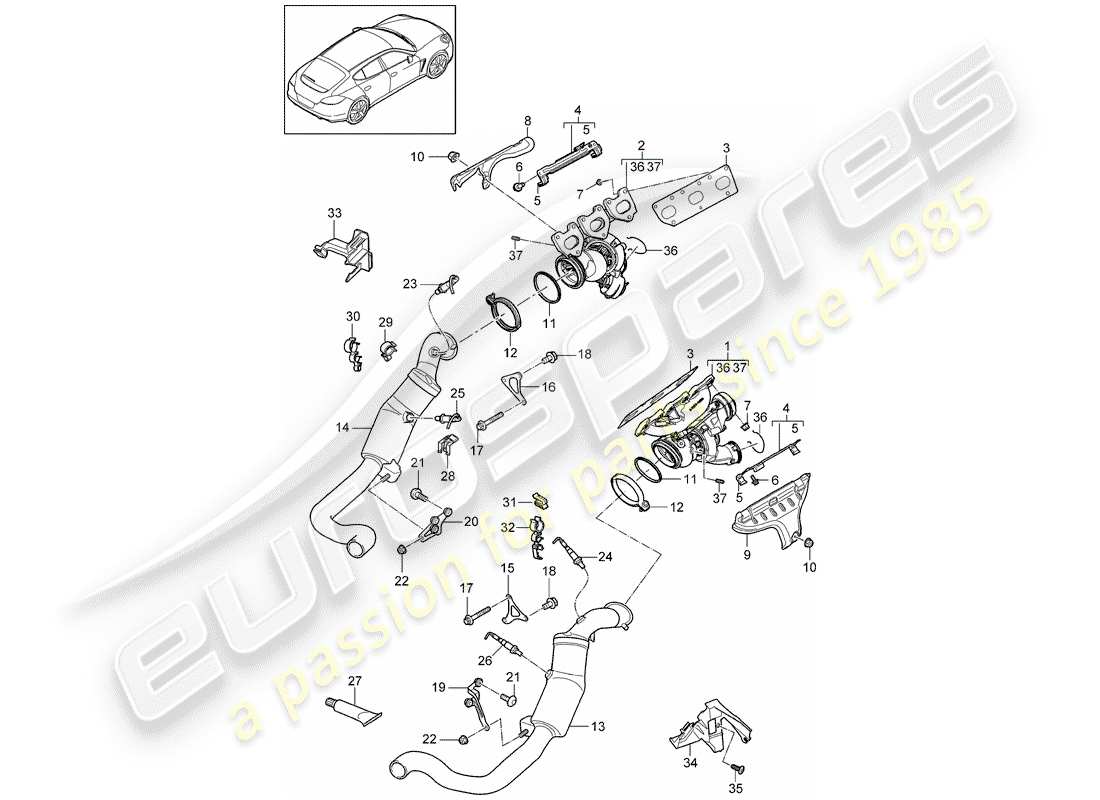 porsche 2012 (panamera 970) exhaust system part diagram