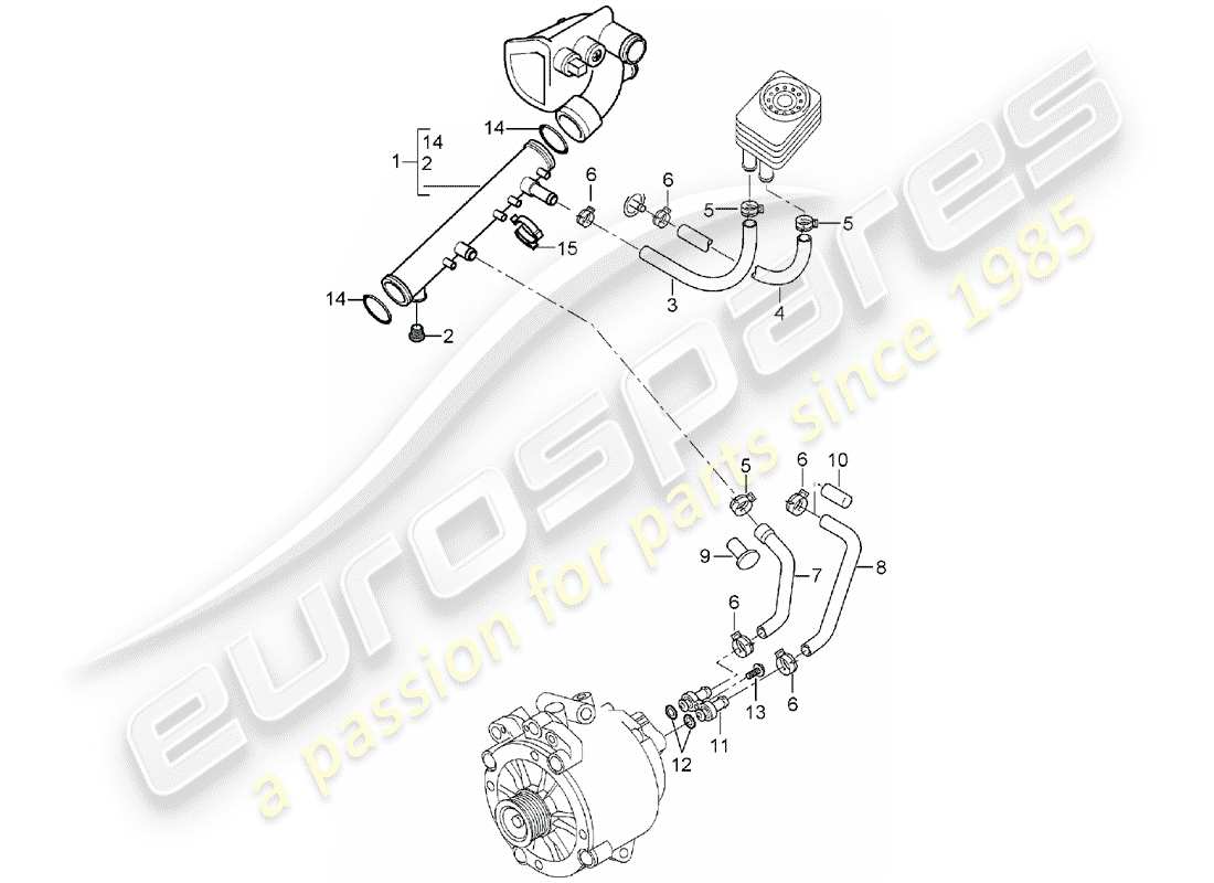 porsche 2003 (cayenne e1 9pa) water cooling part diagram