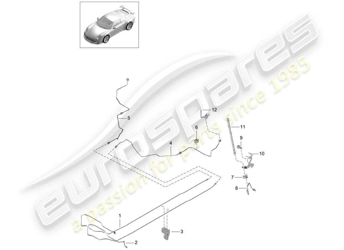 porsche 2019 (991-2 r/gt3/rs) brake line part diagram