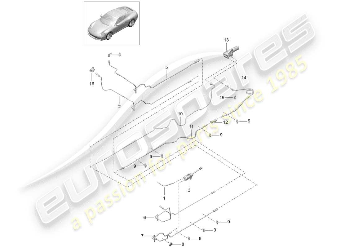 porsche 2018 (991-2) hydraulic clutch parts diagram