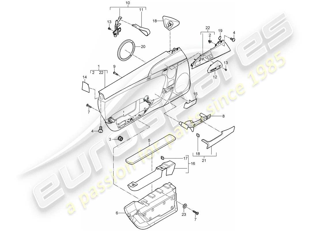 porsche 2011 (997-2 turbo / gt2 rs) door panel part diagram