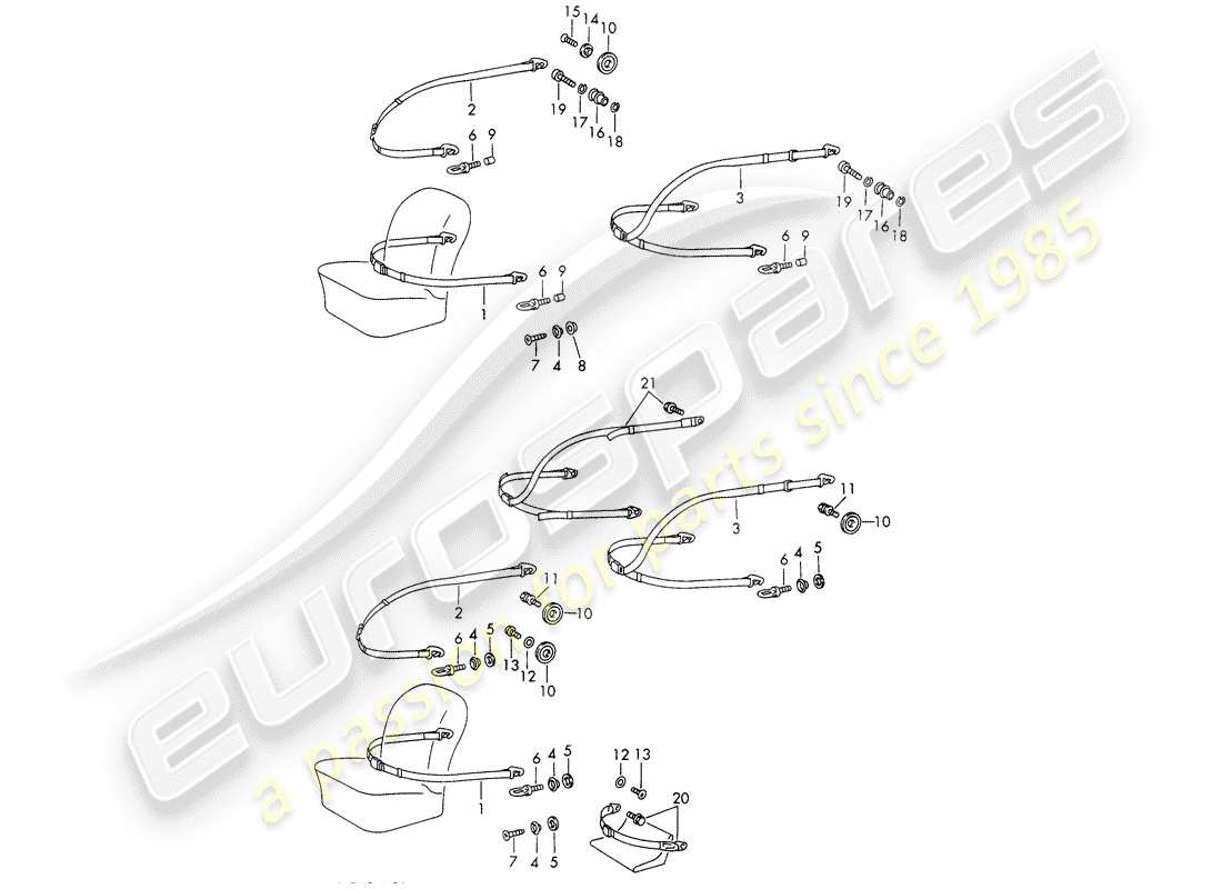 porsche 1969 (911/912) seat belt - d >> - mj 1968 part diagram