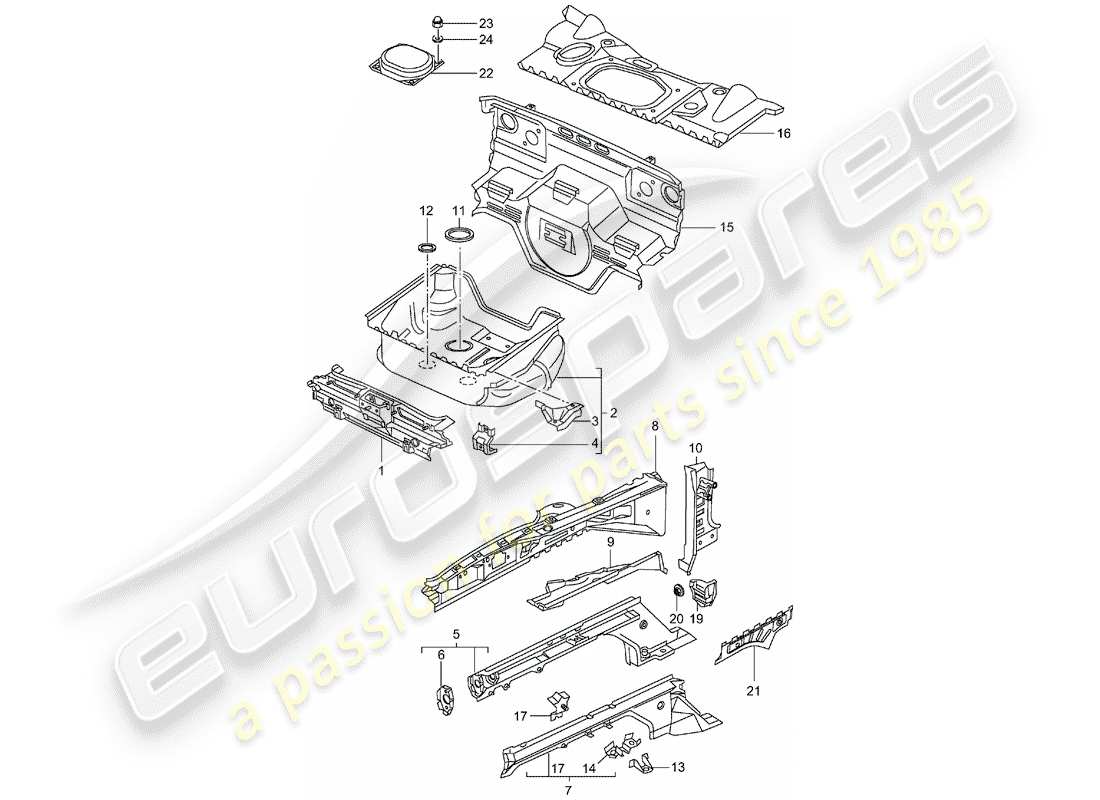 porsche 2005 (996) front end - single parts part diagram