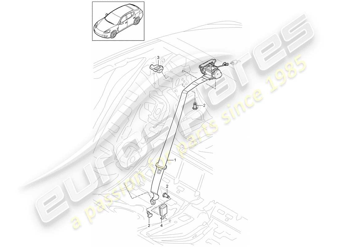 porsche 2012 (panamera 970) seat belt parts diagram