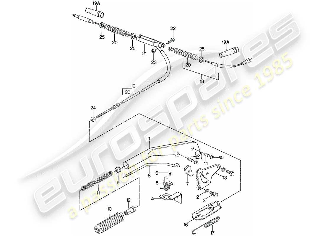 porsche 1977 (924) hand brake lever part diagram