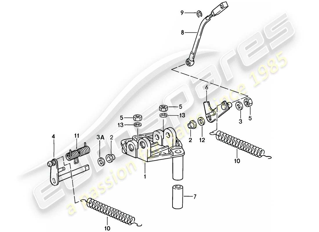 porsche 1986 (911) throttle linkage - bracket part diagram