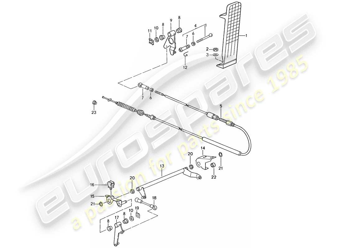 porsche 1995 (993) pedals - throttle control part diagram