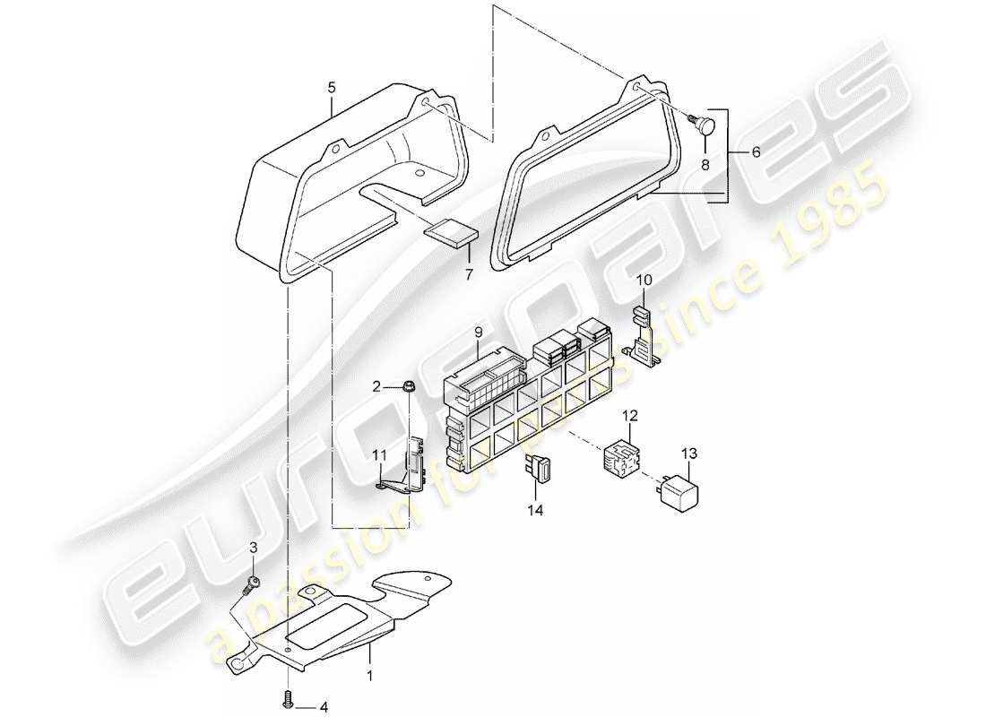 porsche carrera gt (2005) fuse box/relay plate - rear end part diagram