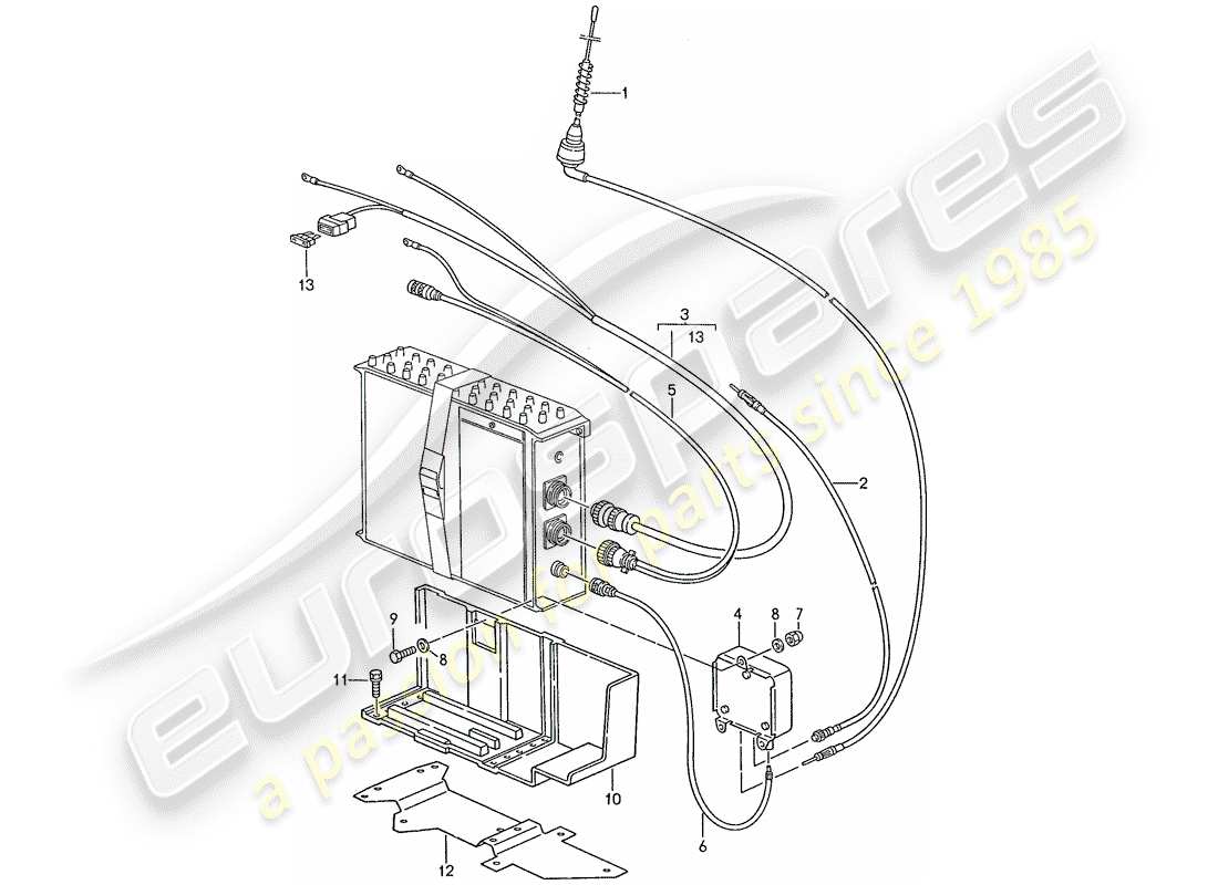 porsche 1989 (928) phone preparation part diagram